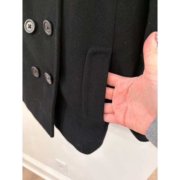 J.Crew Pippa Cropped Peacoat Women's 6 Double-Breasted Black Wool-Blend Coat Siz - Picture 3 of 5